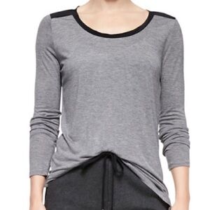 Vince Silk Trim Long Sleeve Tee